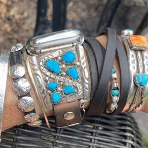 APPLE WATCHBAND/SS/Turquoise/snake/Zuni
